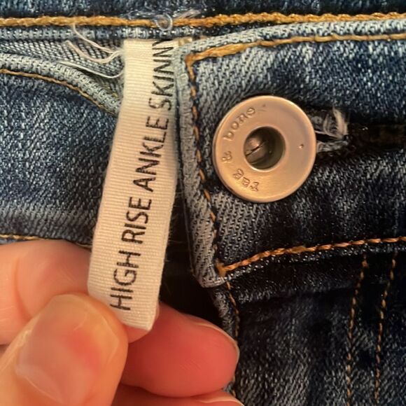 Rag & Bone High Rise Skinny Indigo Tux Side Stripe Jeans - Picture 4 of 12